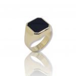 Golden ring k14 with onyx (code S233903)